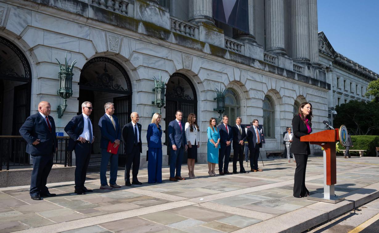 .S. Secretary of Agriculture Brooke Rollins, U.S. Secretary of Defense Pete Hegseth, U.S. Attorney General Pam Bondi, and U.S. Secretary of Homeland Security Kristi Noem, along with members of Congress, and several governors will host a press conference at the United States Department of Agriculture